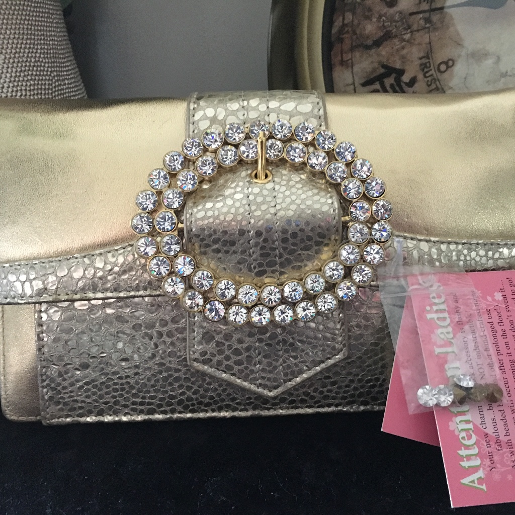 Charm And Luck Orbit Clutch In Gold Brand New